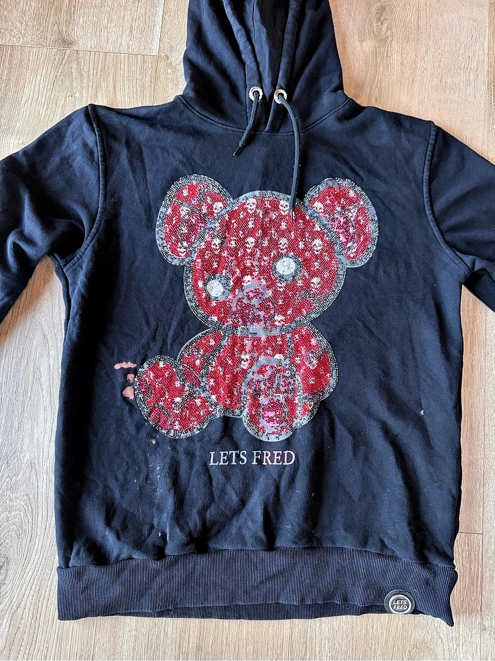 LET'S FRED Graphic Hoodie in Black & Red